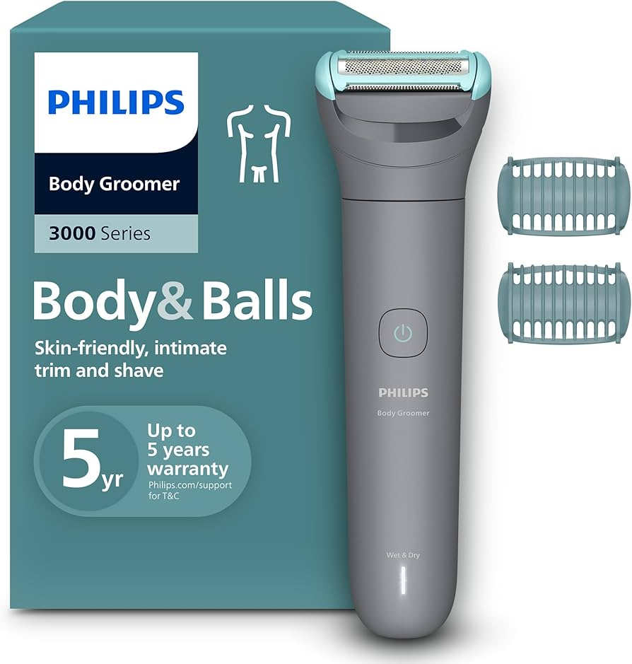Philips Body Groomer 3000 Series with packaging on a white background
